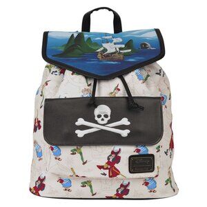 NWT Loungefly Peter Pan Captain Hook Disney Skull‎ Backpack Bag Faux Leather